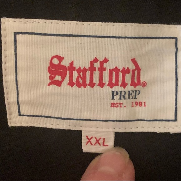 NWT STAFFORD PREP 2 Button Blazer 100% Cotton Navy Blue White Striped Lining - Picture 2 of 16